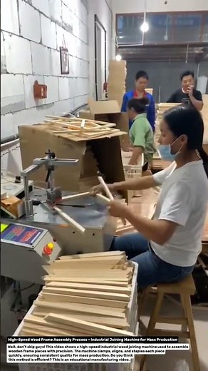 High-Speed Wood Frame Assembly Process – Industrial Joining Machine for Mass Production.