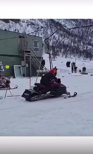 Exciting Yamaha Snowmobile Ride Down Snowy Slope