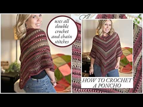 Simple Eyelet Poncho Crochet Tutorial | Easy Beginner Poncho with DK Yarn
