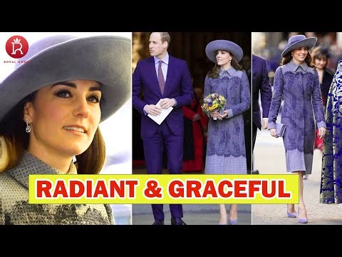 Catherine GRACEFUL In Gray Lace Overlay Ederm Coatdress For The Commonwealth Day Observance Service