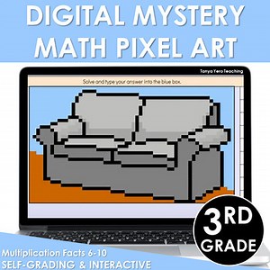 Digital Math Pixel Art Mystery Picture 3rd Grade Division Facts 6-10