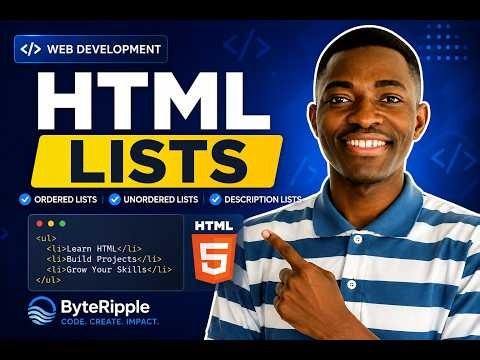 HTML Lists Explained for Beginners | Ordered, Unordered & Description Lists (2026)