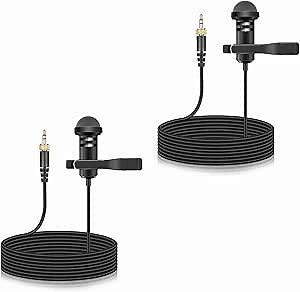 2-Pack Lavalier Microphone Compatible with Rode Wireless Pro/Wireless GO II 2 Bodypack Transmitters, Omnidirectional Condenser Lapel Mic for Vlog/Lectures/Broadcasters
