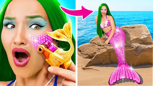 HOW TO BECOME MERMAID Extreme Dolls Makeover & Gadgets! From Vampire To Mermaid