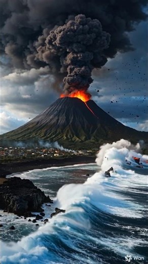 “🌋 Volcano Erupts in Ocean 🌊🔥 | Deadly Tsunami Short”