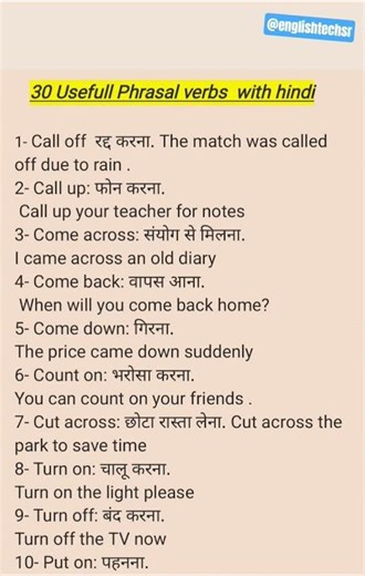 1. 30 Phrasal Verbs You Must Know | Quick English Learning