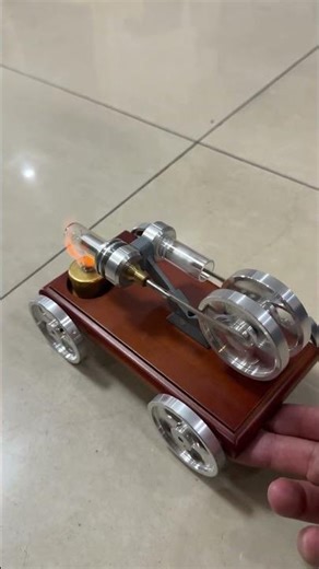 Put wheels on a Stirling engine #miniengine #model #engine #stirlingkit #enginemodel