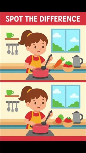 Find 4 Kitchen Differences! 🍅🔍 #riddlejourney #spotthedifference #quiz #brainchallenge