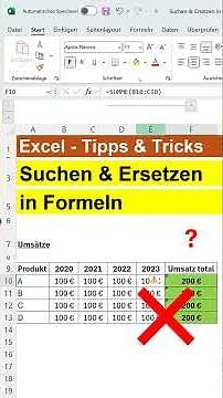 Suchen und Ersetzen in Formeln an vielen gleichzeitig Änderungen vornehmen in Excel automatisieren