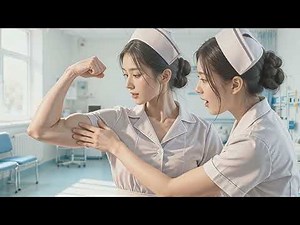 Muscular Nurse Flexes Insane Biceps in Hospital Fantasy – Amazed Colleague Can't Resist Touching...!