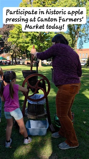 Stop by the Canton NY Farmers Market today and participate in a historic apple pressing demonstration! Carlene will be there until 2:00 PM today talking about how the press was used historically to make apple juice and cider. Thank you to the St Lawrence Power and Equipment Museum for allowing us to borrow their historic apple press, and to Canton Apple & Cider LLC for allowing our daycare visitors to sample your cider after the demonstration! #SLCCHC #SLCHA #VisitSTLC #CantonNY #StLawrenceCount