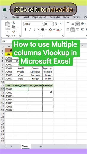 How to use vlookup on multiple Columns in Microsoft Excel #exceltricks #exceltips #excel #formula