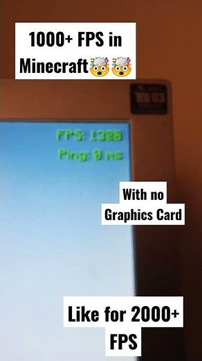 1000+ Fps in Minecraft without Graphics Card🤯🤯