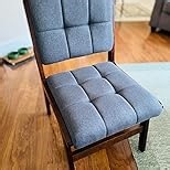 Furniliving Oak Wooden Dining Chairs Set of 4, Mid-Century Modern Leather Upholstered Kitchen Chair, Farmhouse Dining Room Chairs, Brown
