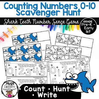 Counting Numbers 0–10 Scavenger Hunt | Shark Teeth Number Sense Game