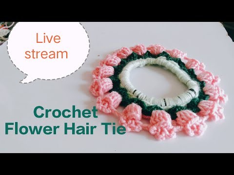 Crochet Hub! 🔴 Live Crochet Hair Tie Making Easy & Beautiful Hair Scrunchie Tutorial | Crochet #crft