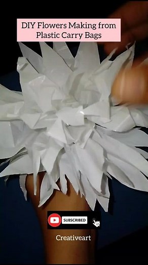 DIY Flowers Making From Plastic Carry Bags | Polythene bags crafts ideas #art #youtubeshorts #diy