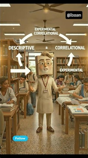 Types of Research: Descriptive, Correlational & Experimental Research in Library Science😳📚 #research