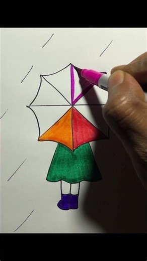 Speed sketch of a Rainy Day for beginners/#shorts/ How to draw Rainy Day scenery with brush pen