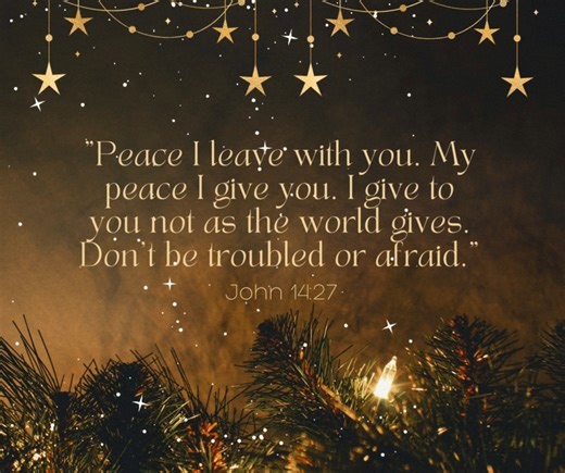 John 14:27: "Peace I leave with you. My peace I give you. I give to you not as the world gives. Don’t be troubled or afraid." May you invite the peace of Jesus into your day as you prepare for Christmas. | FaithWords