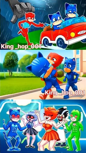 pj mask owlette🆚cat boy🆚 gekko 🆚 sonic and her friends coffin song cover tiles hop edm rush #shorts