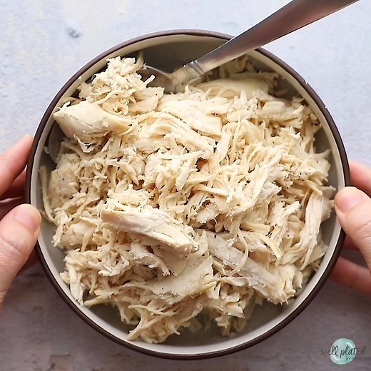 The BEST way to make delicious and moist Crock Pot Shredded Chicken! You can use the shredded chicken in tons of other HEALTHY recipes! RECIPE HERE: https://www.wellplated.com/crock-pot-shredded-chicken/ | Well Plated