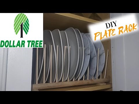 DIY DOLLAR TREE PLATE RACK ~ HOLDS 14 PLATES - KITCHEN ORGANIZATION PART 3