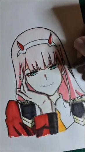Darling Zero Two Drawing！！ #anime #drawing #phonk #darlinginthefranxxedits #shorts #edit