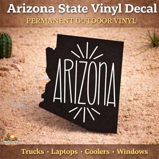 Arizona State Vinyl Decal 5 Inch | AZ Outline Car Sticker | Minimalist Arizona Pride | Permanent Outdoor Truck Window Decal - Etsy