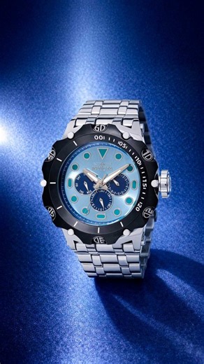 Invicta Reserve 49184 is a heavyweight statement piece that blends steel-and-black toughness with a fresh hit of icy blue on the dial. 🛡️ 51mm stainless-steel case in steel black with a thick 19.85mm profile 🟦 Light blue/blue metal dial for bold contrast and depth 🧭 Steel/Black stainless-steel bezel for a tough, modern edge ⚙️ TMI VH63 quartz movement for reliable timekeeping 🔦 Light-blue New Lite lume for low-light visibility 🔗 Wide stainless-steel bracelet (31mm / 210mm) for a solid, secu