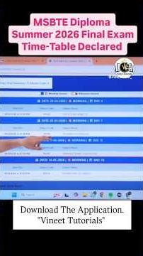MSBTE Diploma Summer 2026 Exam Final Time Table Released