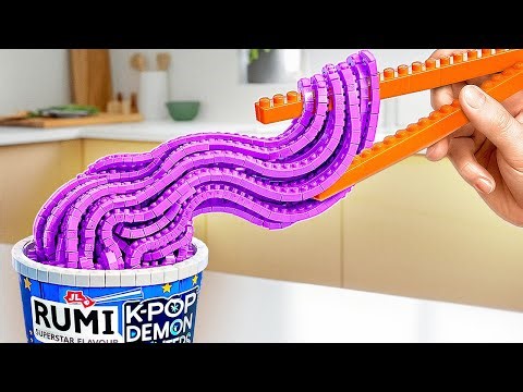 Colorful LEGO Lunch 🍜🌈 Cardboard Noodle Recipe | ASMR K-pop Cooking 🎧