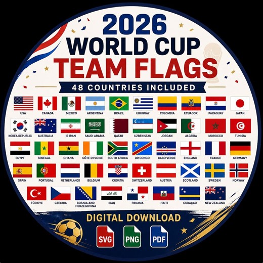 2026 World Cup Country Flags Bundle - SVG PDF JPG| 48 National Flags Digital Download - Etsy UK
