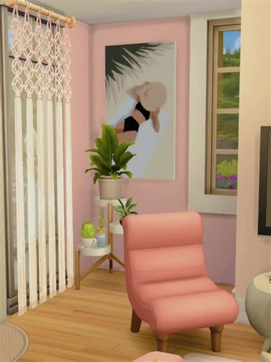 Soft and bright pink interior ✨💖 #sims4build #sims4buildinginspo #sims4 #sims4tok #sims4buildingtips simsbuild simsinterior sims4design modernhouse sweethome sims4decor simshouse housebuild hometobuild sweethome pinkhome pinkhouse cutehome simsbuilding