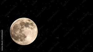 Moon watching. Night sky background. Luna copy space. Starry sky. Moon texture. Moon with craters. Astronomical background. Moon movement. Cosmos stars pattern. Space background. Movement of the stars
