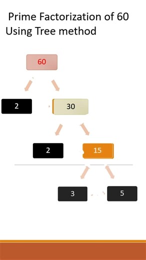 60 का Prime Factorization 🔥 Tree Method Easy Trick #PrimeFactorization #FactorTree #MathsShorts