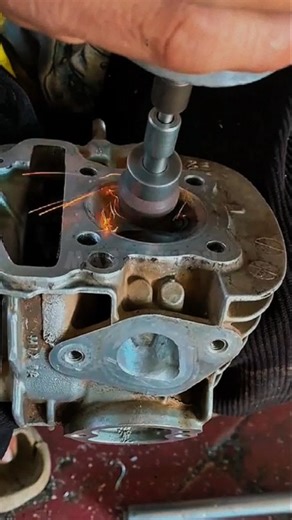 Precision valve grinding process using a drilling machine.#shorts #satisfying #engineering #working