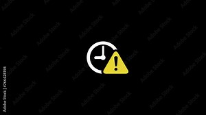 Date Expired symbol, Exclamation point with clock icon. expiry date symbol animation.