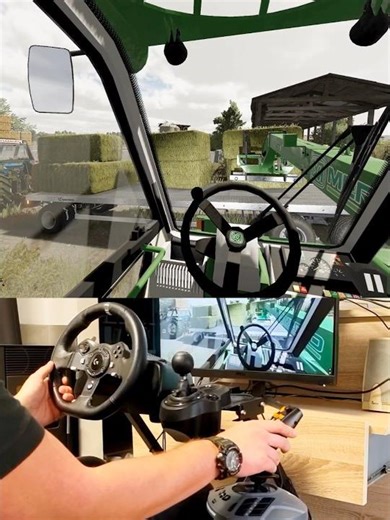 Farming Simulator Merlo telehandler unloading bales Thrustmaster Farmstick Steering Wheel #dkgc