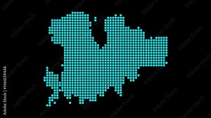 Mykonos digital map. Map of Mykonos in dotted style. Shape of the island filled with rectangles. Amazing video.