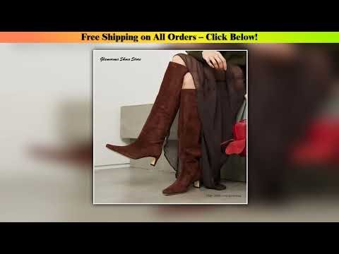 Spring Autumn Suede Knee-High Boots Concise Square Toe Mid Square Heel Long Boots Fashion Solid
