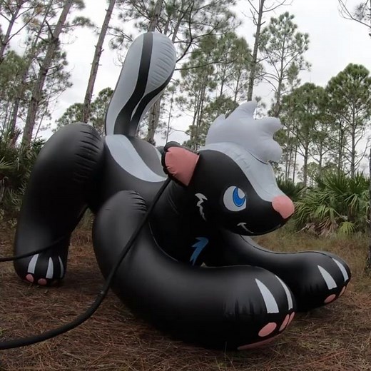 Matte Black Pouncing Skunk Ride-On Pool Toy from Inflatable World