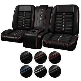 TMI Bucket Seat With Center Console Sport XR Pro-Series Low Back Black With Brackets Pair Chevrolet C10 1973-1987