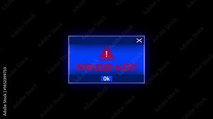 Intruder alert warning error. Cyber security defense and system protection from hackers, secure digital systems, cyber attack prevention. Digital security and risk control.Warning Alert Message.