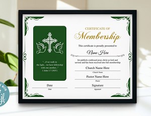 Editable Church Membership Certificate Template, Printable Certificate of Membership, Church New Members Church Office Supply Certificate - Etsy