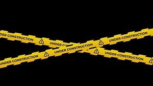 Download Under construction tape animation with yellow and black diagonal stripes. Warning danger tape Transparent background with alpha channel for free