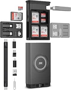 Versatile SD/TF Card Reader with Cable Card SD/TF Holder, First Aid Kit Case for Travel or Outdoor, Multi Charging with USB-C 3.1 Cable with USB-A & Light & Micro USB and OTG Adapter Convertor Kit