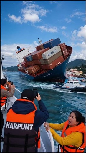 Terrifying Cargo Ship Disaster! 😳 Containers Crash Into the Sea 🌊 | Realistic 4K AI Video