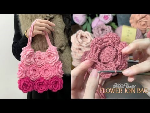 [ENG SUB] How To Crochet Rose Flower Bag | VERY EASY Tutorial Step By Step For Beginners