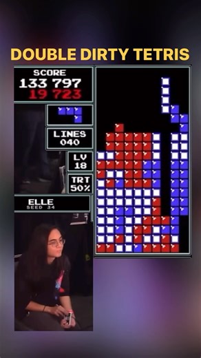 ELLE with a double dirty tetris! #classictetris #ctwc #classictetrisworldchampionship #ctwc2023 #tetris #nestetris #nes | Classic Tetris World Championship
